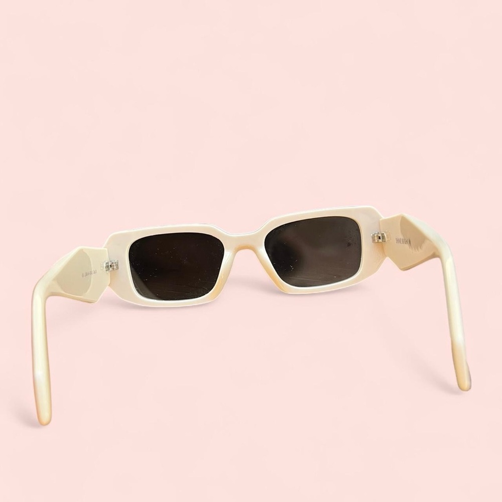 Cream Rectangular Sunglasses - Picture 3 of 6